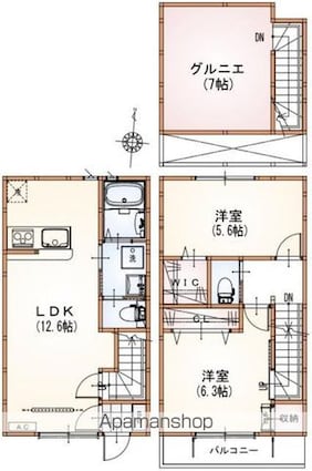 サンライズ西国立[2LDK/59.62m2]の間取図