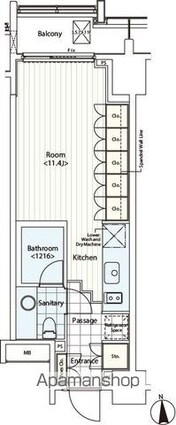 カスタリア麻布十番Ⅱ[1R/30.53m2]の間取図