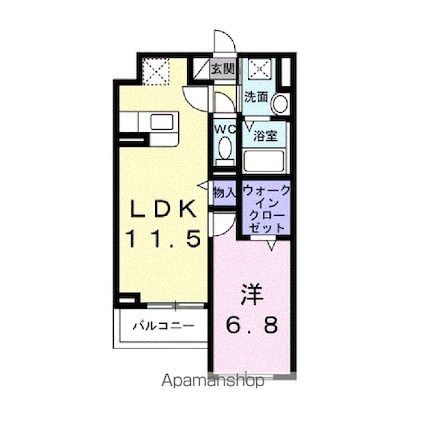 アンソレイユ[1LDK/43.57m2]の間取図