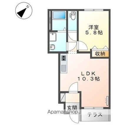 スターテラス白鳥[1LDK/40.39m2]の間取図