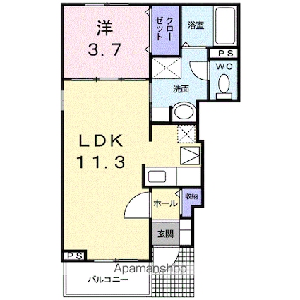 メゾンモビリア[1LDK/37.13m2]の間取図
