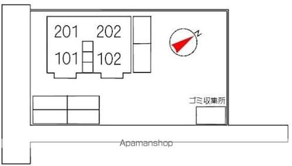 西大島パークハイツ　Ｂ棟[2LDK/44.05m2]の配置図