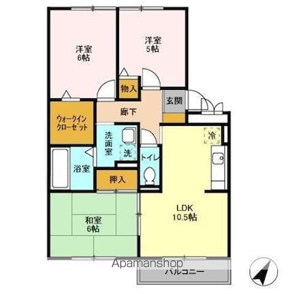 グリーンガーデン新柏[3LDK/65.16m2]の間取図