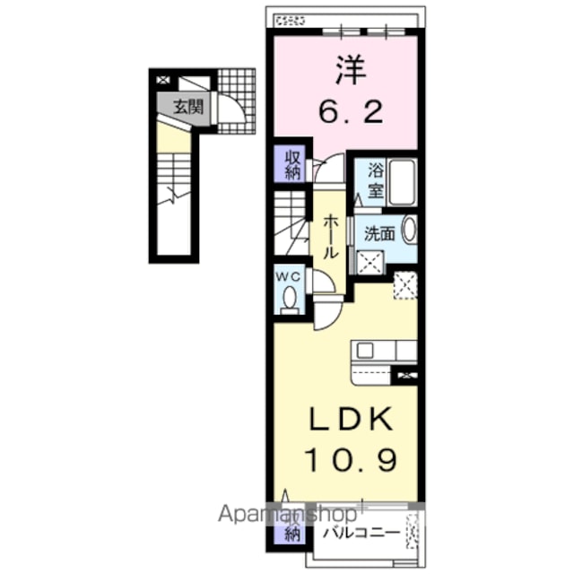 モントレゾール[1LDK/44.59m2]の間取図