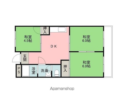 日高マンションⅠ[3DK/53.37m2]の間取図