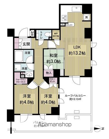 新宿区下落合のマンションの間取り