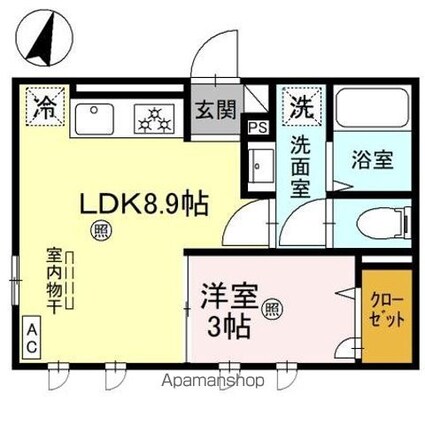 和歌山県和歌山市秋月[1LDK/29.47m2]の間取図