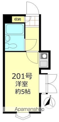 ウィンベル新宿百人町[1R/13.65m2]の間取図