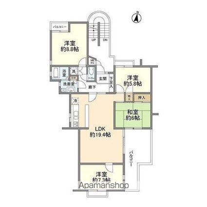 コートハウス上野毛１号棟[4LDK/97.31m2]の間取図