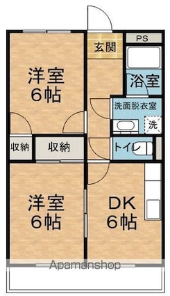 モンターニュ横山[2DK/43.74m2]の間取図
