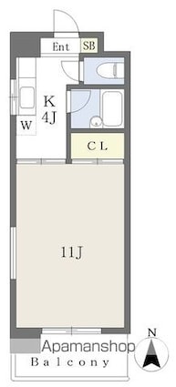 エンゼルコート２１[1K/31.5m2]の間取図