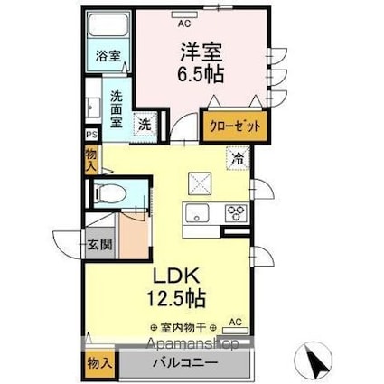ラフォレ[1LDK/44.65m2]の間取図