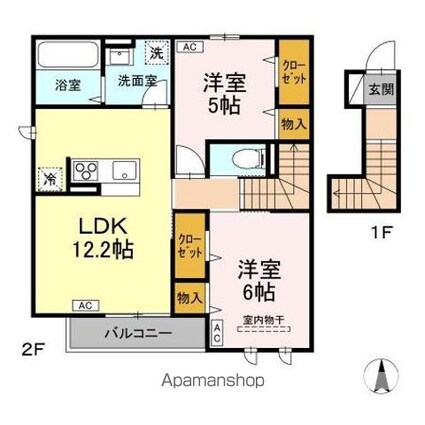 ブラン・シエル[2LDK/60.77m2]の間取図