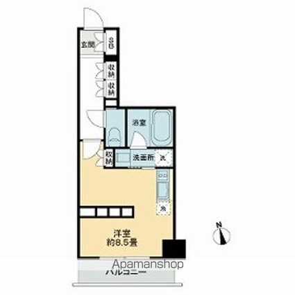 ライオンズフォーシア中野[1R/25.55m2]の間取図