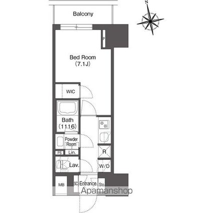 コンフォリア東上野[1K/25.06m2]の間取図