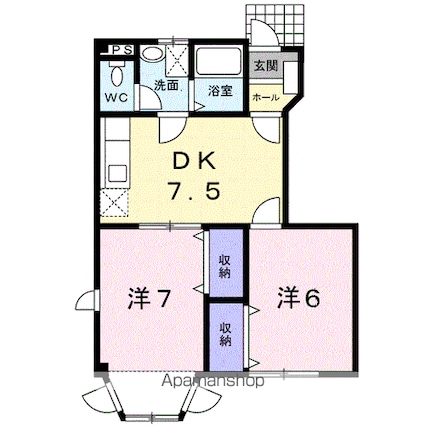 アーバン不知火Ⅷ[2DK/46.06m2]の間取図