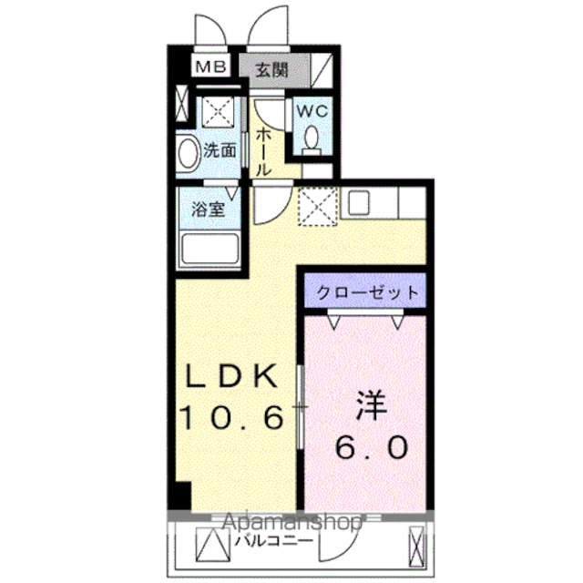 テホン・カーサ[1LDK/39.67m2]の間取図