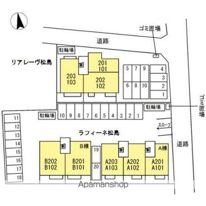 香川県高松市松島町３丁目[2LDK/53.76m2]の配置図