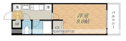セコンダリー谷畑[1K/25.5m2]の間取図