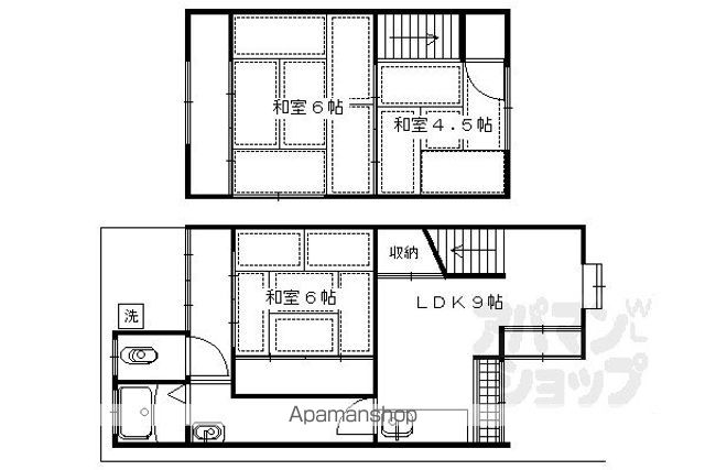 京福電鉄北野線 北野白梅町駅 徒歩9分 2階建 築57年の間取り写真