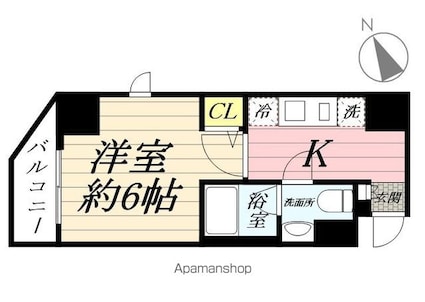 ＳＨＯＫＥＮ　Ｒｅｓｉｄｅｎｃｅ横浜鶴見Ⅳ[1K/21.88m2]の間取図