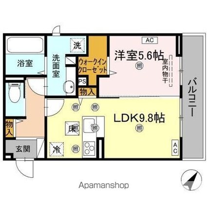 リエートパーク[1LDK/42.67m2]の間取図