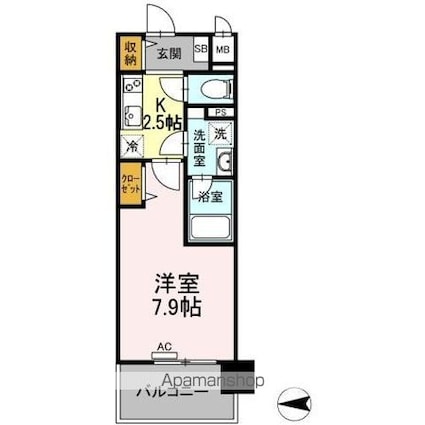 響[1K/27.47m2]の間取図