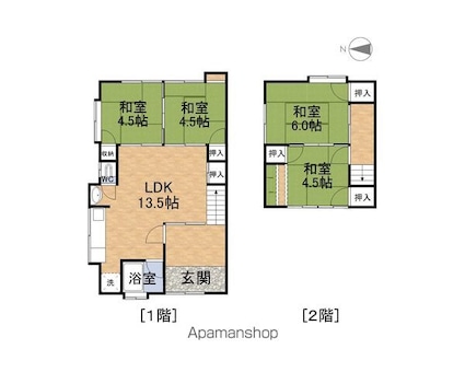 文京１丁目Ｉ貸家[4LDK/76.31m2]の間取図