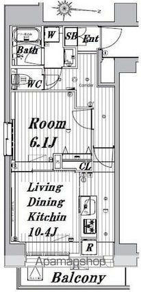 メイクスデザイン両国ＳＯＵＴＨ[1LDK/42.37m2]の間取図