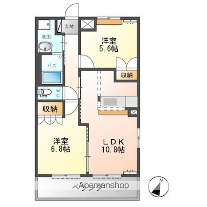 ロープン　ドローム[2LDK/54.55m2]の間取図