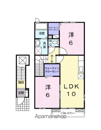 ベルアンジュⅡ[2LDK/54.85m2]の間取図
