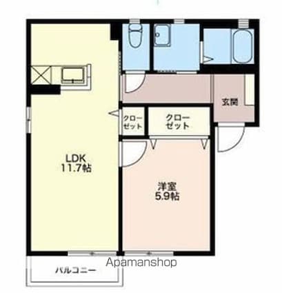 シャーメゾンシーマウス[1LDK/43.75m2]の間取図