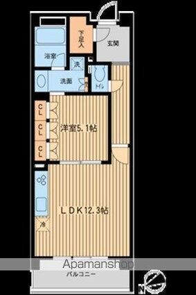 ＨＦ若林公園レジデンス[1LDK/48.68m2]の間取図