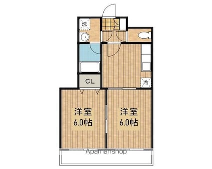 岩手県盛岡市新田町[2DK/38.76m2]の間取図