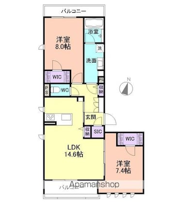 和歌山県和歌山市柳丁[2LDK/71.58m2]の間取図