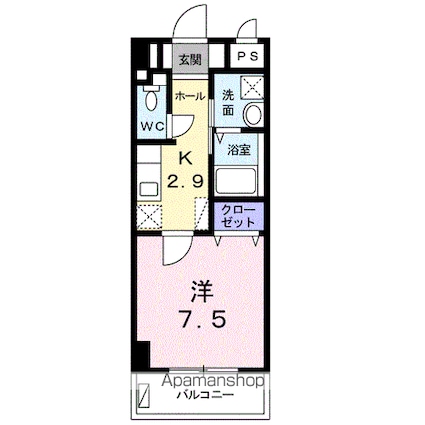 ミニヨン　アビタシオン久米[1K/29.33m2]の間取図