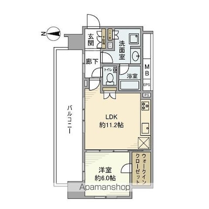 プラウドタワー名古屋伏見[1LDK/46.79m2]の間取図