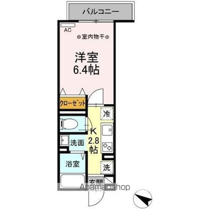 セレスティア北烏山[1K/22.57m2]の間取図