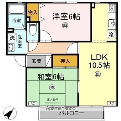 ビッグウエスト　Ｂ棟[2LDK/52.66m2]の間取図