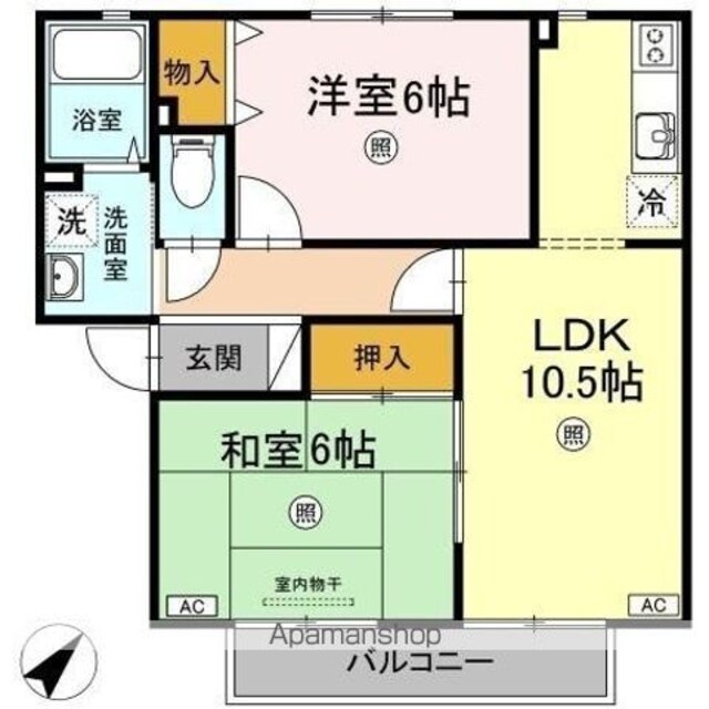 ビッグウエスト　Ｂ棟[2LDK/52.66m2]の間取図