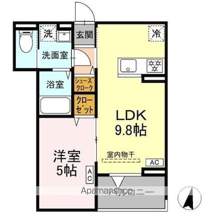 セレスティア大島[1LDK/34.66m2]の間取図
