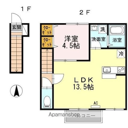 グレイスコート[1LDK/43.08m2]の間取図