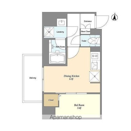 グランカーサ菊川[1DK/26.85m2]の間取図