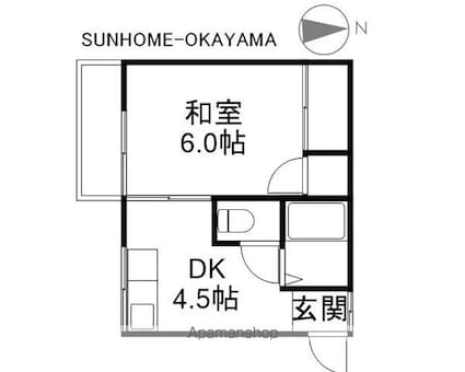 ほおずきハイツ[1DK/24m2]の間取図