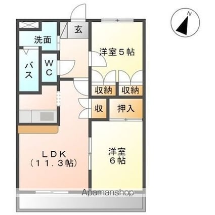 滋賀県大津市和邇南浜[2LDK/51.66m2]の間取図