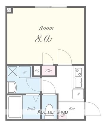 ルピナス平井[1K/25.2m2]の間取図