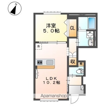 パレス北野[1LDK/40.03m2]の間取図