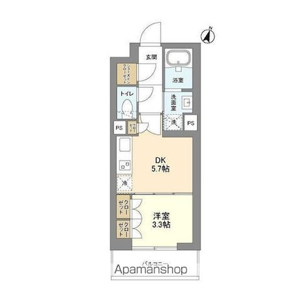 コスモグラシア学芸大学[1DK/27.09m2]の間取図