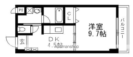 レキュリーブルー[1DK/33.37m2]の間取図