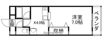 滋賀県大津市平津１丁目[1K/25m2]の間取図
